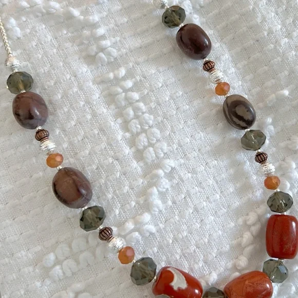 Signature Red Jasper Creek Jasper Carnelian Smoky Quartz Gemstone Necklace - Picture 3 of 6